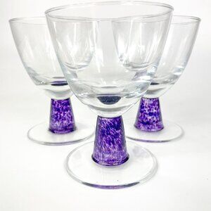 Denby Storm Low Water Goblets Glasses Set Of 3 Purple Stemmed